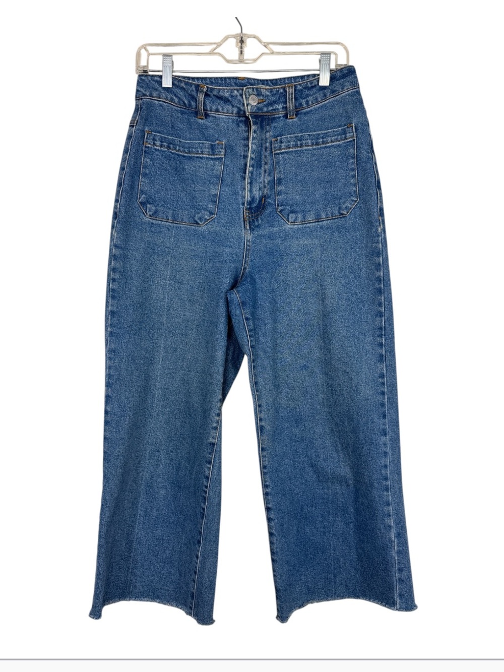 Aaron & Amber Blue High Rise Wide Leg Cropped Jeans Womens M Casual Denim Fall